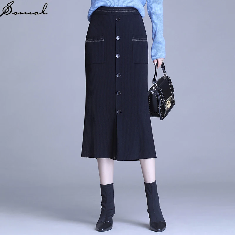 SOMAL Women Black Long Straight Skirt with Front Slit Buttons and Pockets Spring Autumn Ladies Elegant Fashion Midi for Party
SOMAL Women Black Long Straight Skirt with Front Slit Buttons and Pockets Spring Autumn Ladies Elegant Fashion Midi for Party