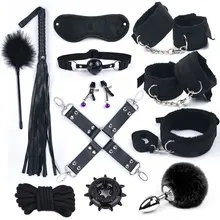 Juguetes sexuales para mujer Bdsm Bondage Set Metal Butt Plug Tail Nylon esposas sexuales juegos para adultos(China)