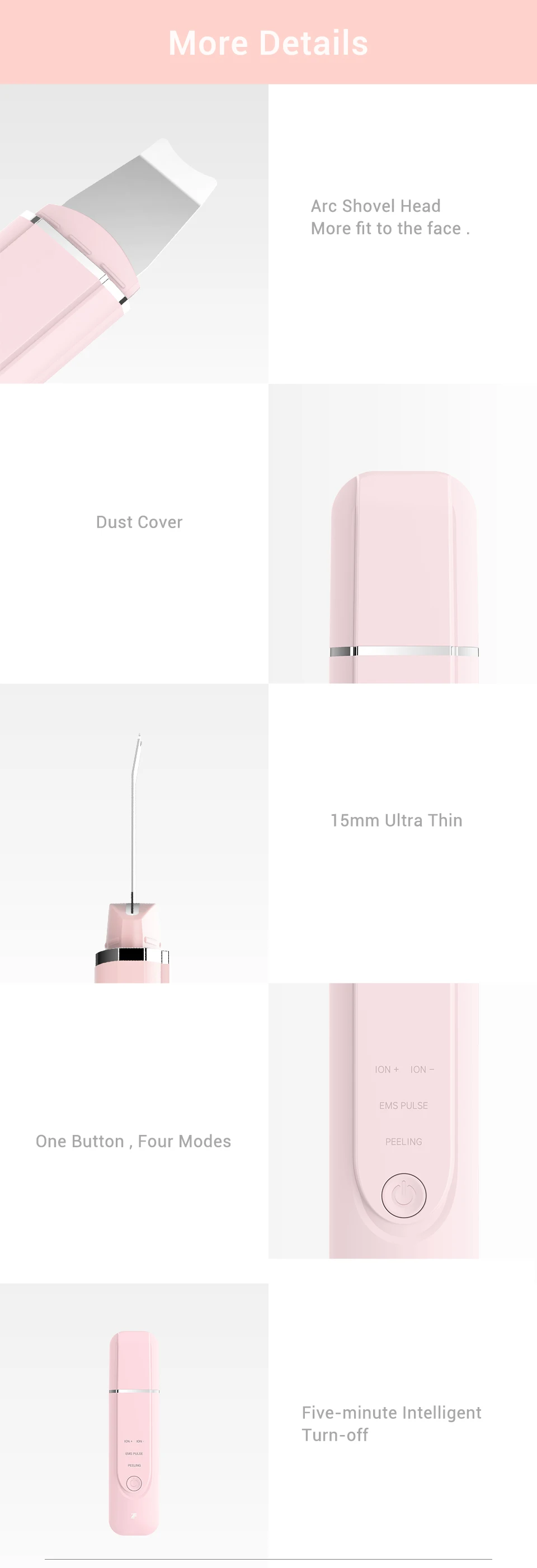 Xiaomi inFace Ultrasonic Ion Cleansing Instrument Massage Skin Scrubber Peeling Shovel Facial Pore Cleaner Machine Peeling Shovel (7)