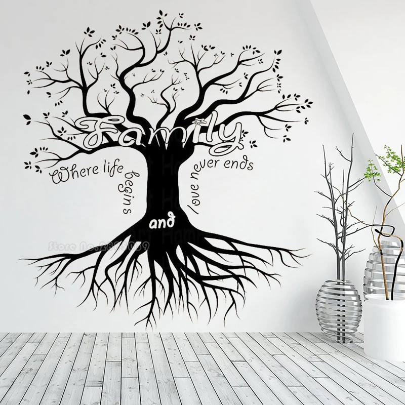 

Large Tree Wallpaper Living Room Home Decor Nursery Wall Decals Family Education Words Vinyl Wall Stickers Bedroom Murals LL2078