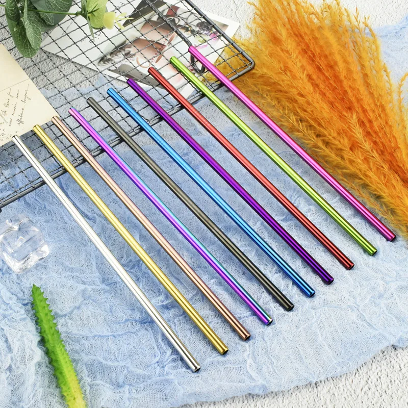 2-6Pcs-Colorful-Reusable-Drinking-Straw-High-Quality-304-Stainless-Steel-Metal-Straw-with-Cleaner-Brush-For