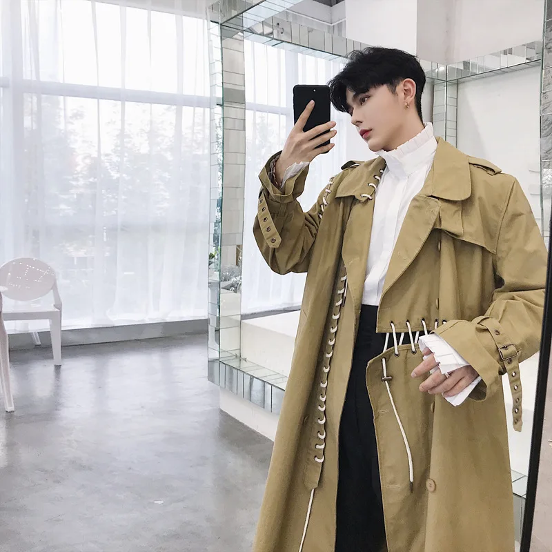 Catwalk Models Fashion Hollow out Cross Straps Epaulets Double Breasted Irregular Long Trench Coat Men's Non-symmetrical Coat
Catwalk Models Fashion Hollow out Cross Straps Epaulets Double Breasted Irregular Long Trench Coat Men's Non-symmetrical Coat
