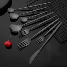Dinnerware Set Matte Black Knife Fork Dessert Spoon Tableware Cutlery Set Stainless Steel Silverware Flatware Kitchen Dinner Set Dinnerware Set Matte Black Knife Fork Dessert Spoon Tableware Cutlery Set Stainless Steel Silverware Flatware Kitchen Dinner Set