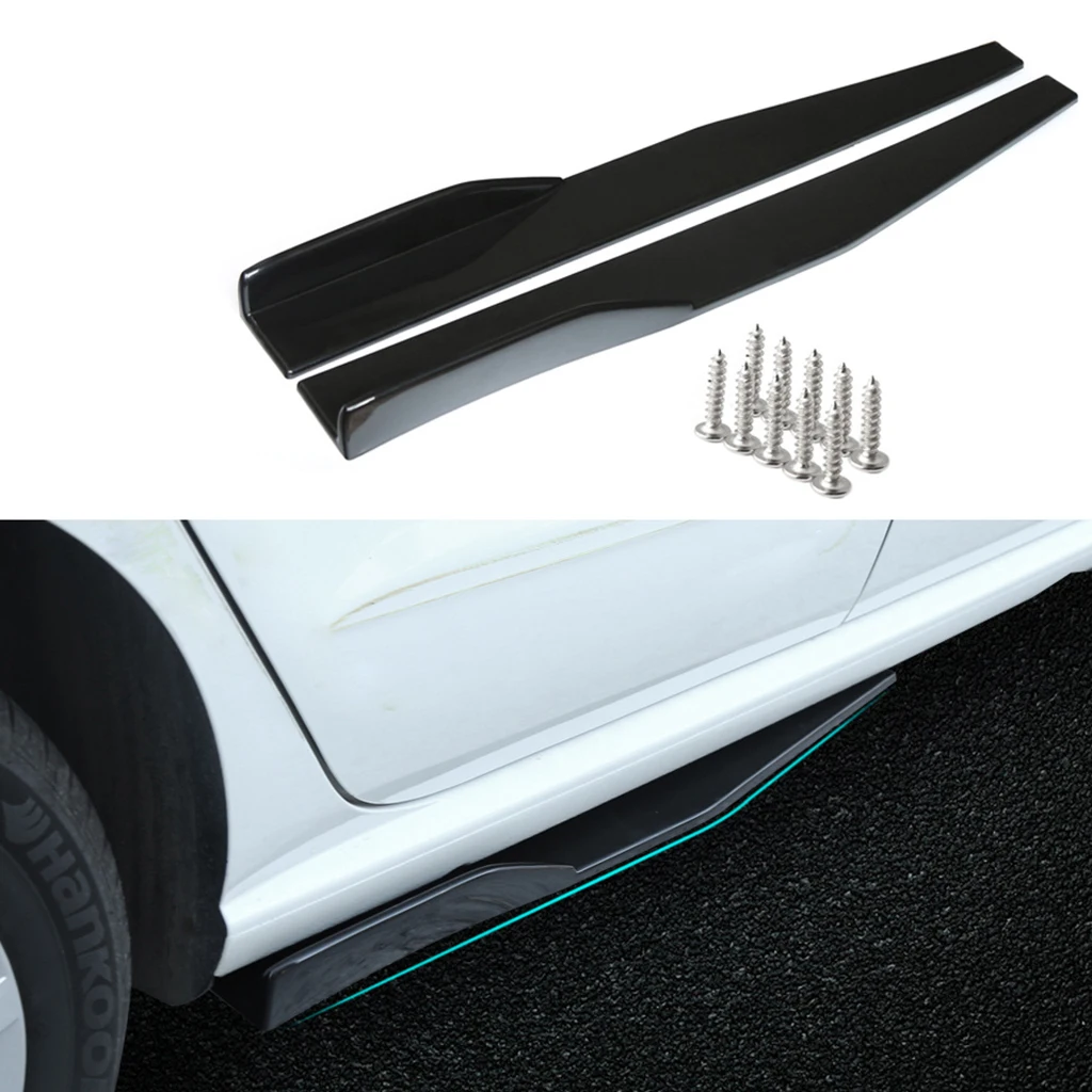 2 Pieces 75cm Car Auto Body Kit Side Skirts Extension Splitter Moulding Trim