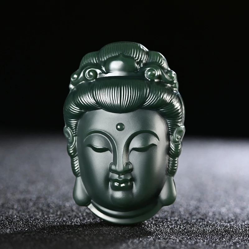 Natural top 7A hetian green jade pendant guanyin hand carved pendants necklace brand men women real jewelry jadeite | Украшения и