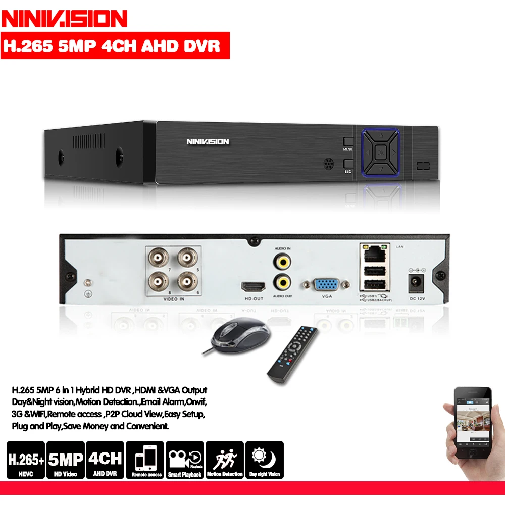 4CH 8CH 1080P 4MP 5MP 6 in 1 DVR video recorder for AHD camera analog camera IP camera P2P NVR cctv system DVR H.265 VGA HDMI
4CH 8CH 1080P 4MP 5MP 6 in 1 DVR video recorder for AHD camera analog camera IP camera P2P NVR cctv system DVR H.265 VGA HDMI