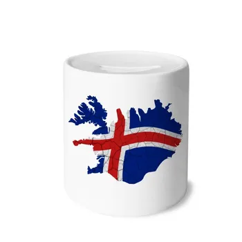 

Map Iceland Abstract Flag Pattern Money Box Saving Banks Ceramic Coin Case Kids Adults