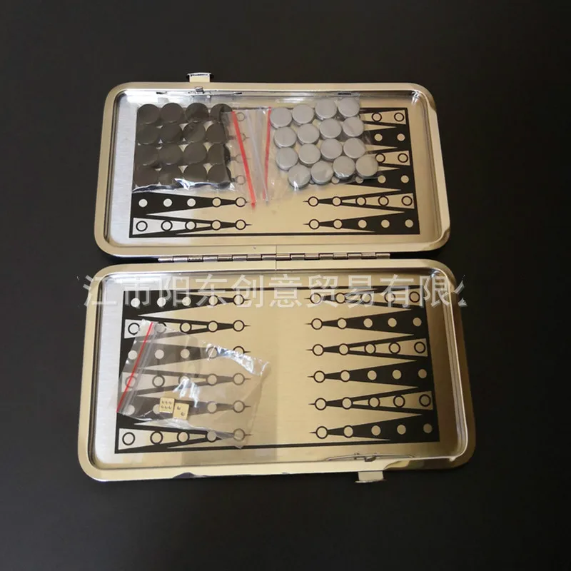 Foreign Trade New Black Leather Boxed Aluminum Chess and Backgammon Box Set chess board
Foreign Trade New Black Leather Boxed Aluminum Chess and Backgammon Box Set chess board