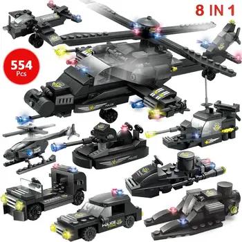 563pcs Building Blocks 8in1 Aircraft Car Compatible City SWAT Police Series Bricks Toys for Boys Children 
563pcs Building Blocks 8in1 Aircraft Car Compatible City SWAT Police Series Bricks Toys for Boys Children