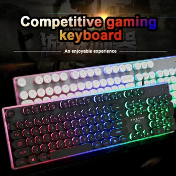 Wired Gaming Keyboard Retro Round Glowing Keycap Metal Panel Backlit USB 104 Keycaps For Computer Tablet Desktop Game Keyboards
Wired Gaming Keyboard Retro Round Glowing Keycap Metal Panel Backlit USB 104 Keycaps For Computer Tablet Desktop Game Keyboards