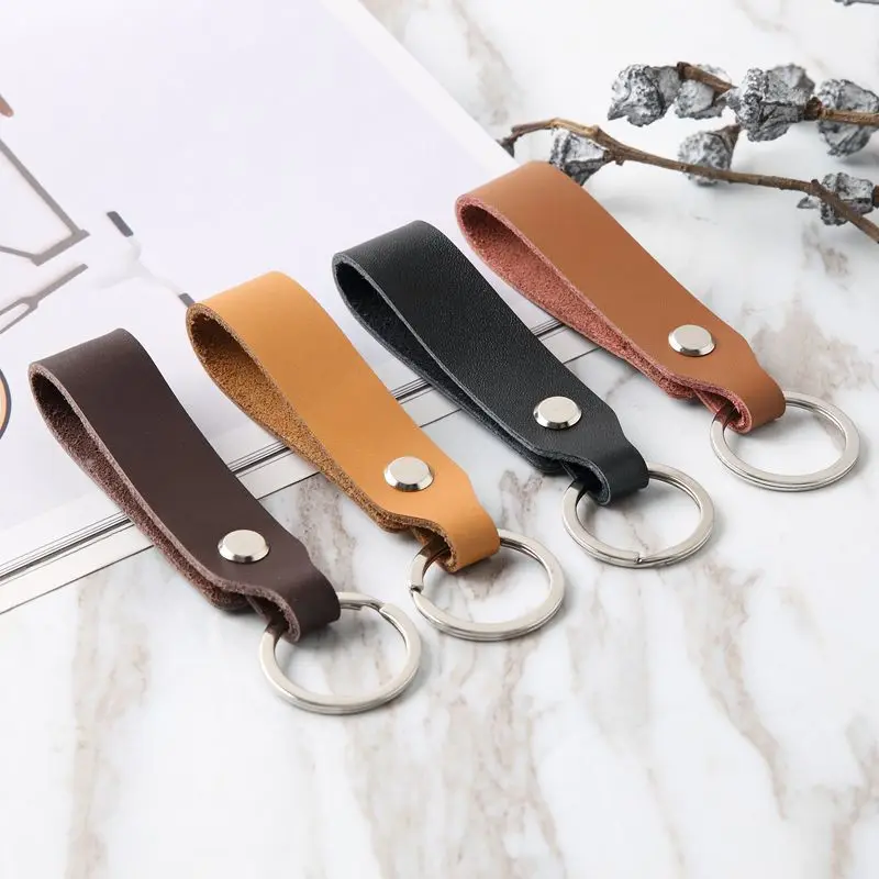 Фото Модный двухслойный брелок для ключей из воловьей кожи 4 цвета яркий