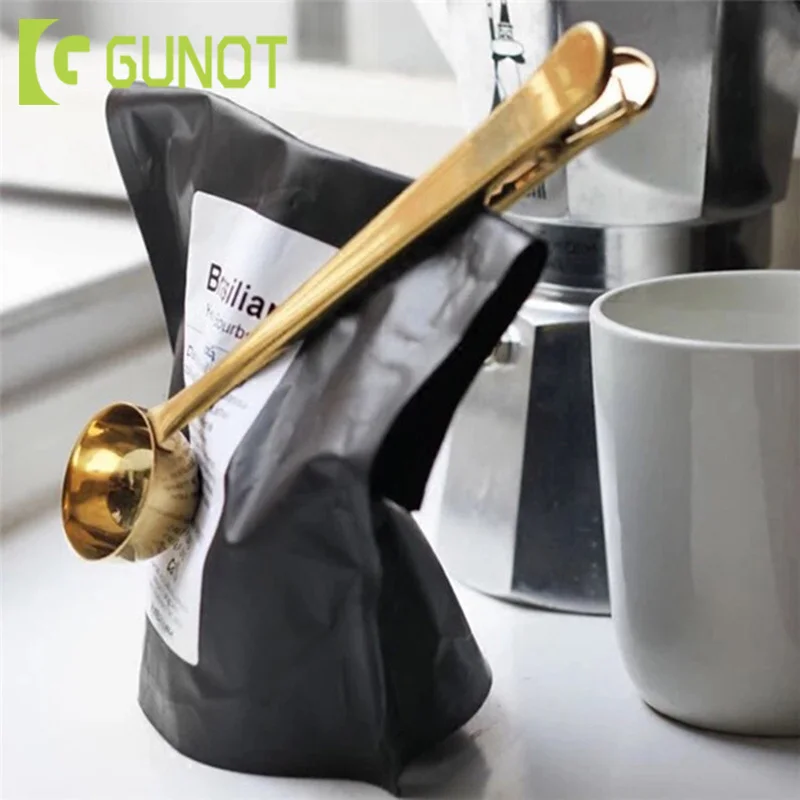 GUNOT Two-in-one Multifunction Coffee Spoon Stainless Steel Kitchen Supplies Scoop With Bag Seal Clip Coffee Measuring Spoon
GUNOT Two-in-one Multifunction Coffee Spoon Stainless Steel Kitchen Supplies Scoop With Bag Seal Clip Coffee Measuring Spoon