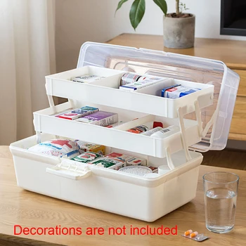 Portable Empty First Aid Box Clear 2-Tray Plastic Medication Storage Box for Home with Divider Inserts and Handle White
Portable Empty First Aid Box Clear 2-Tray Plastic Medication Storage Box for Home with Divider Inserts and Handle White