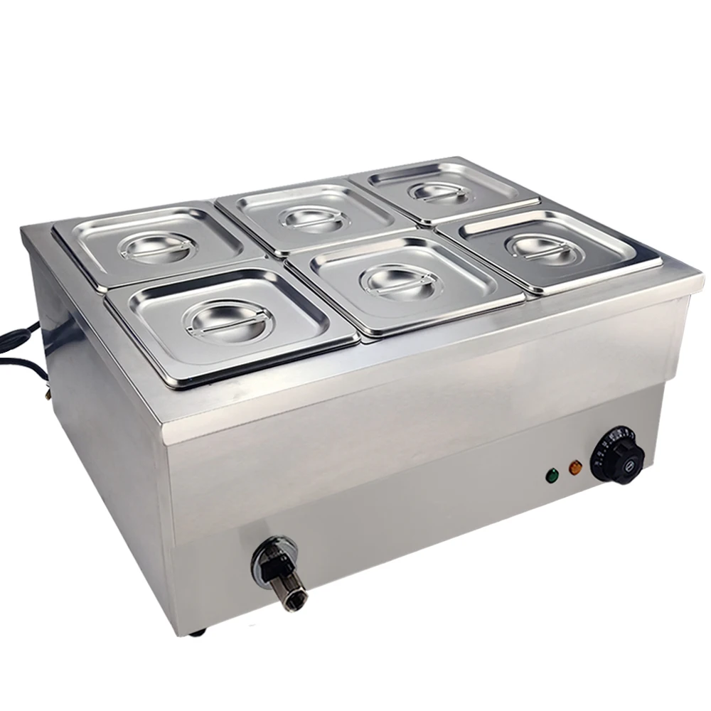 

Bain Marie Food Warmer Machine 6 Tanks Stainless Steel food heating oven for Restaurant Catering Heating Food Soup Dishes