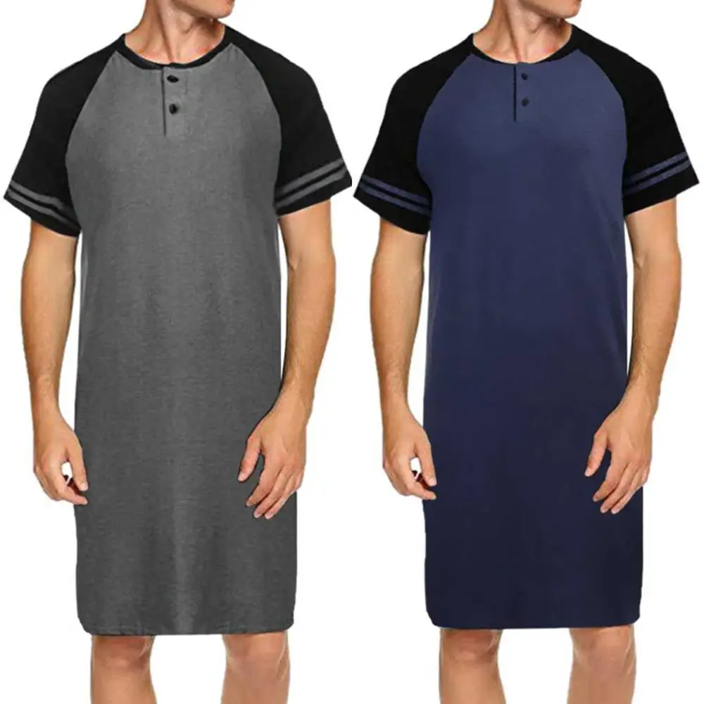 2021 Мужская пижама длинная ночная рубашка с коротким рукавом мягкая удобная