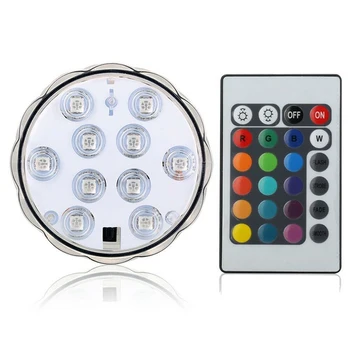 LED Waterproof Submersible Light 10 LED Bulbs Waterproof Changing Color Night Lamp with Remote Controller Party Wedding Decor
LED Waterproof Submersible Light 10 LED Bulbs Waterproof Changing Color Night Lamp with Remote Controller Party Wedding Decor