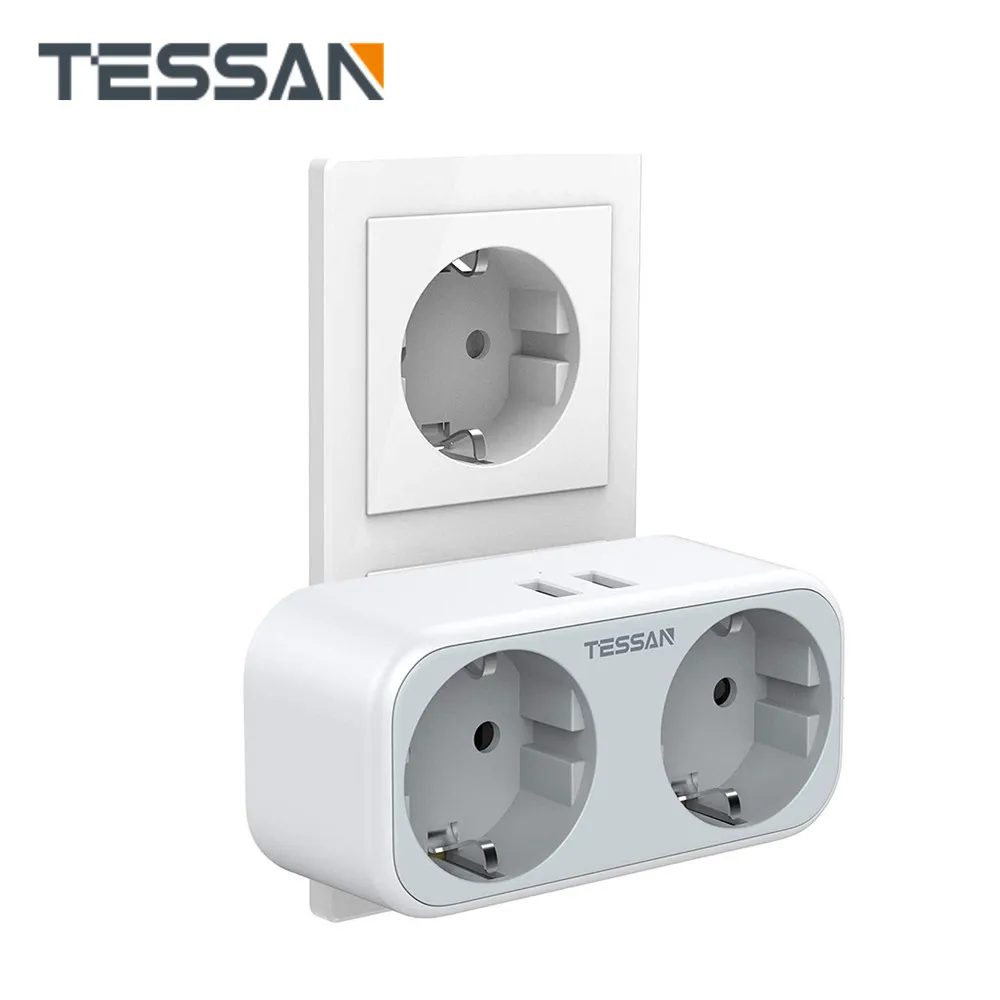 Сетевой адаптер TESSAN с 2 USB-портами и розетками | Электроника