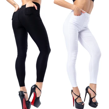 Black White Leggings With Pockets Stretch Skinny Pencil Pants High Waisted Casual Trousers Women Summer 2020
Black White Leggings With Pockets Stretch Skinny Pencil Pants High Waisted Casual Trousers Women Summer 2020