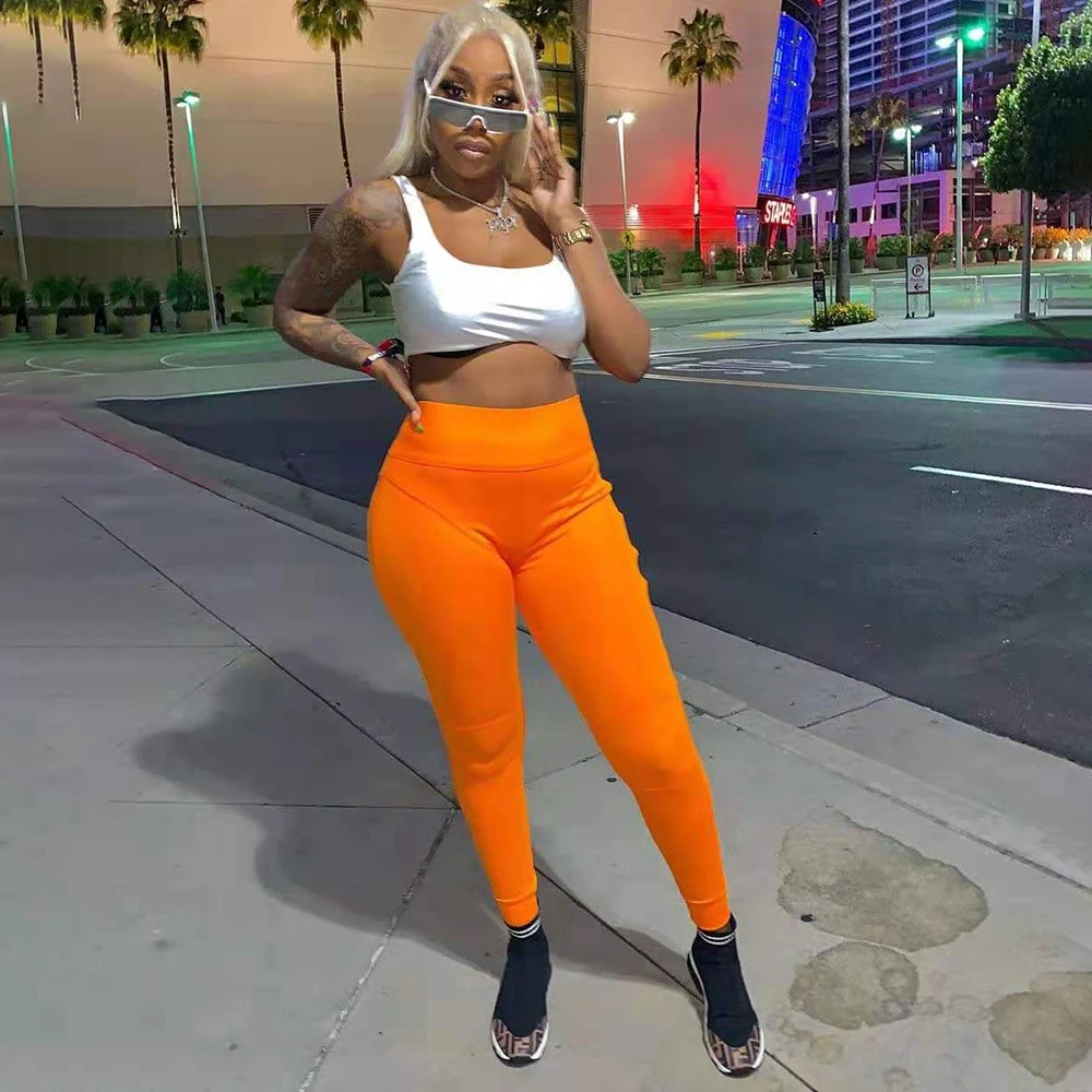 Orange Kylie Set Outfit 2019 Summer 2 Two Piece Set Square Neck Midriff Top & Stretch Side Zipper Hash Line Long Pants
Orange Kylie Set Outfit 2019 Summer 2 Two Piece Set Square Neck Midriff Top & Stretch Side Zipper Hash Line Long Pants