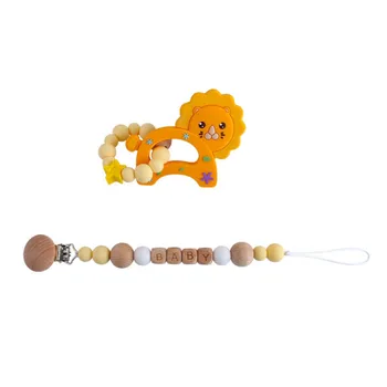 DIY Customized Name Pacifier Clips Chain Silicone Bracelet Lion Teether Beech Wooden Clips Pacifier Chain For Baby Product
DIY Customized Name Pacifier Clips Chain Silicone Bracelet Lion Teether Beech Wooden Clips Pacifier Chain For Baby Product