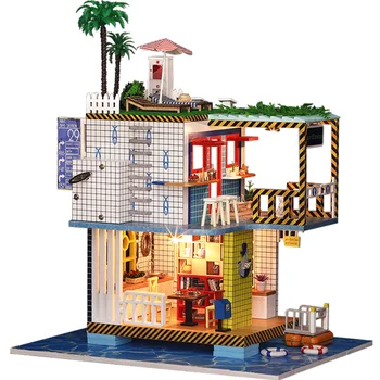 DIY Creative Handmade Theme Wooden Cabin Assembly Building Model Toy Set With Light - Container
DIY Creative Handmade Theme Wooden Cabin Assembly Building Model Toy Set With Light - Container
