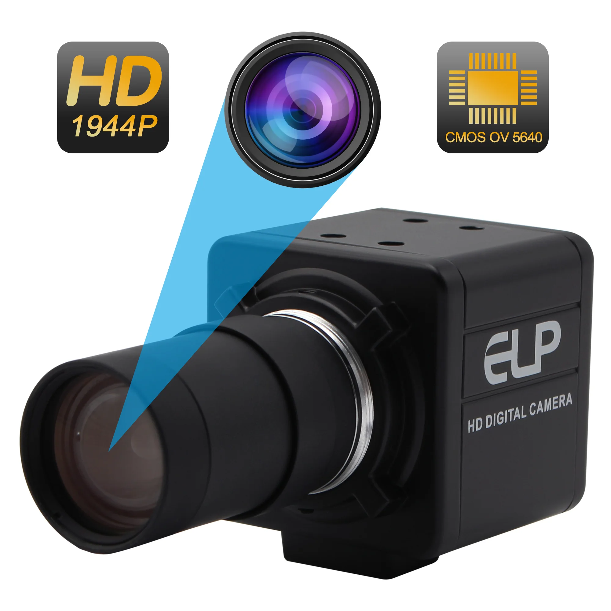 Фото 5MP USB 2.0 Camera High Resolution CMOS OV5640 Mini Varifocal CS Lens UVC CCTV Industrial Webcam for Video Conference | Безопасность и