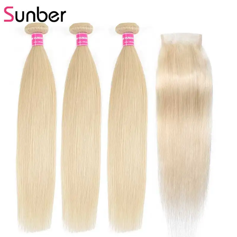 Sunber Hair 613 Straight Remy Human Hair 3/4 Bundles With Closure Free Shipping Ombre Brazilian Hair Bundles with Closure 
Sunber Hair 613 Straight Remy Human Hair 3/4 Bundles With Closure Free Shipping Ombre Brazilian Hair Bundles with Closure