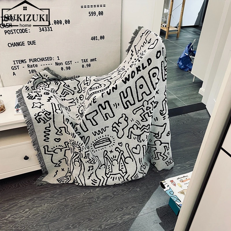 Graffiti Master Keith Haring Sofa Blanket Black And White Decoration Camping Picnic Blanket Pop Art Tapestry
Graffiti Master Keith Haring Sofa Blanket Black And White Decoration Camping Picnic Blanket Pop Art Tapestry