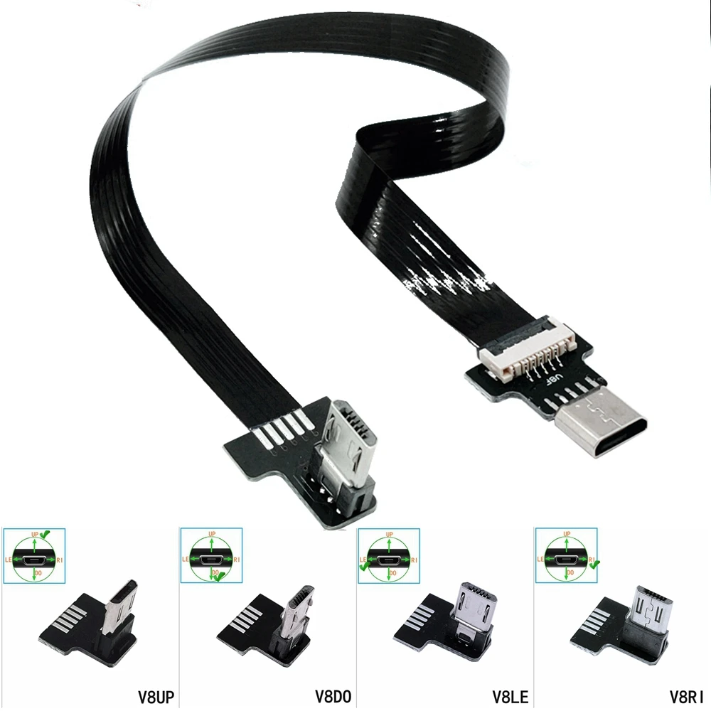 

10cm FPC Micro USB Female to Micro USB Male F / M FPV Extension Extender Date Charging Short OTG Cable Black 20CM 50CM 10CM 1m
