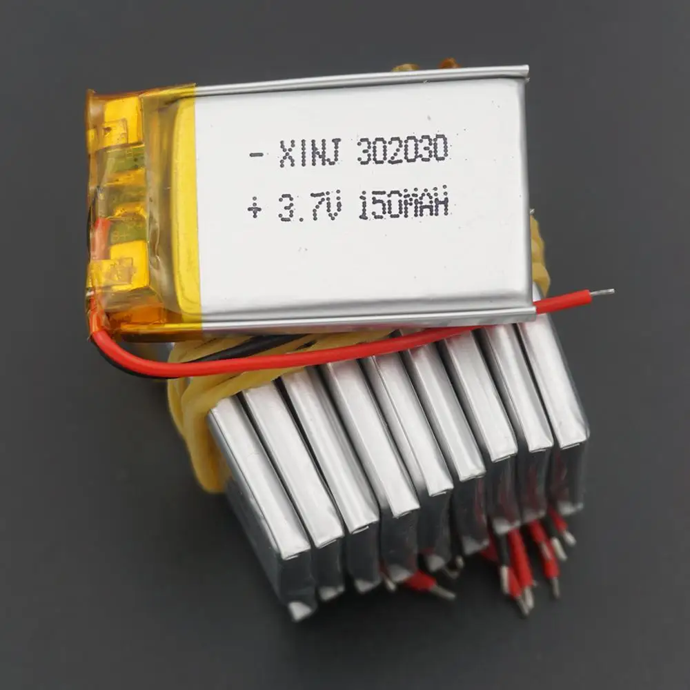XINJ 10pcs 3.7V 150 mAh Li lithium-polymer battery li po Liion cell 302030 For GPS Sat nav car DVC DVR Camera driving recorder
XINJ 10pcs 3.7V 150 mAh Li lithium-polymer battery li po Liion cell 302030 For GPS Sat nav car DVC DVR Camera driving recorder