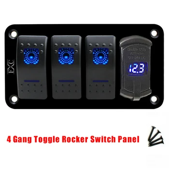 12V / 24V 4 Gang Toggle Rocker Switch Panel With USB For Car Boat Marine RV Truck Blue LED Universal Waterproof Accessories
12V / 24V 4 Gang Toggle Rocker Switch Panel With USB For Car Boat Marine RV Truck Blue LED Universal Waterproof Accessories