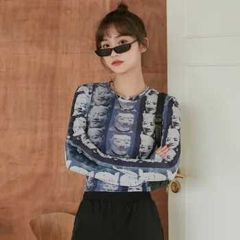 LANMREM abstract pattern strech slim blouse personalized o-neck fashion street wear basic fashion short tops for women 2A1212
LANMREM abstract pattern strech slim blouse personalized o-neck fashion street wear basic fashion short tops for women 2A1212