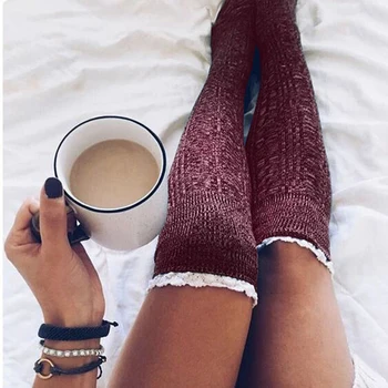 Women Lace Trim Knitted Stockings Female Warm Breathable Knee High Socks hh88
Women Lace Trim Knitted Stockings Female Warm Breathable Knee High Socks hh88