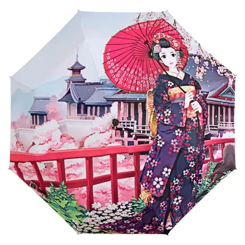 Japanese Cherry Blossom Kimono Girl Silver Plastic Folding Bumbershoot Thicker Carom Cloth Stainless Steel Pipe UV Umbrella
Japanese Cherry Blossom Kimono Girl Silver Plastic Folding Bumbershoot Thicker Carom Cloth Stainless Steel Pipe UV Umbrella
