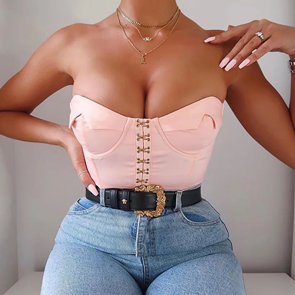 LADY Hook Strapless Crop Tops 2020 Spring Summer Women Sleeveless Backless Underwear Club Party Corset Bustier Tank Tops
LADY Hook Strapless Crop Tops 2020 Spring Summer Women Sleeveless Backless Underwear Club Party Corset Bustier Tank Tops