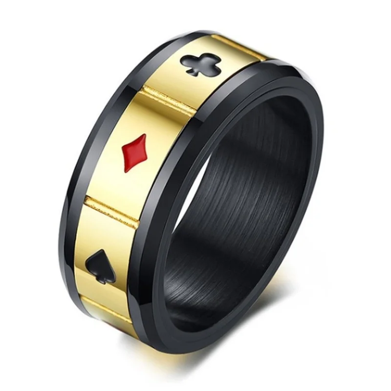 Stainless Steel Engraving Poker Element Ring Men's Fashion Jewelry Personalized Poker Ring Black Ring
Stainless Steel Engraving Poker Element Ring Men's Fashion Jewelry Personalized Poker Ring Black Ring