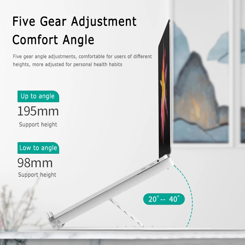Protable Laptop Computer Stand Foldable Notebook Lifting Bracket Free Change Height / Angle For MacBook Tablet Folds Flat
Protable Laptop Computer Stand Foldable Notebook Lifting Bracket Free Change Height / Angle For MacBook Tablet Folds Flat