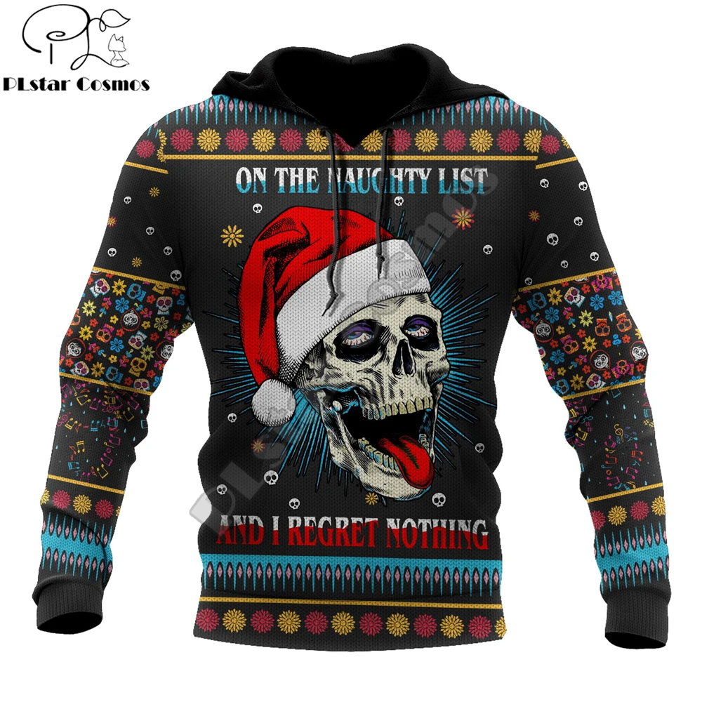 

Santa skull 3D All Over Printed Mens Hoodie Skulls Christmas Hooded Sweatshirt Autumn Streetwear Unisex Casual hoodies KJ716