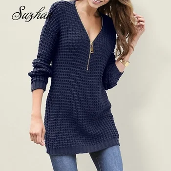 Suzhan Autumn Women Knitted Sweaters V-Neck Pullovers Solid Long Sleeve Mid Length Tops Women Autumn Sweaters Slim Fit
Suzhan Autumn Women Knitted Sweaters V-Neck Pullovers Solid Long Sleeve Mid Length Tops Women Autumn Sweaters Slim Fit