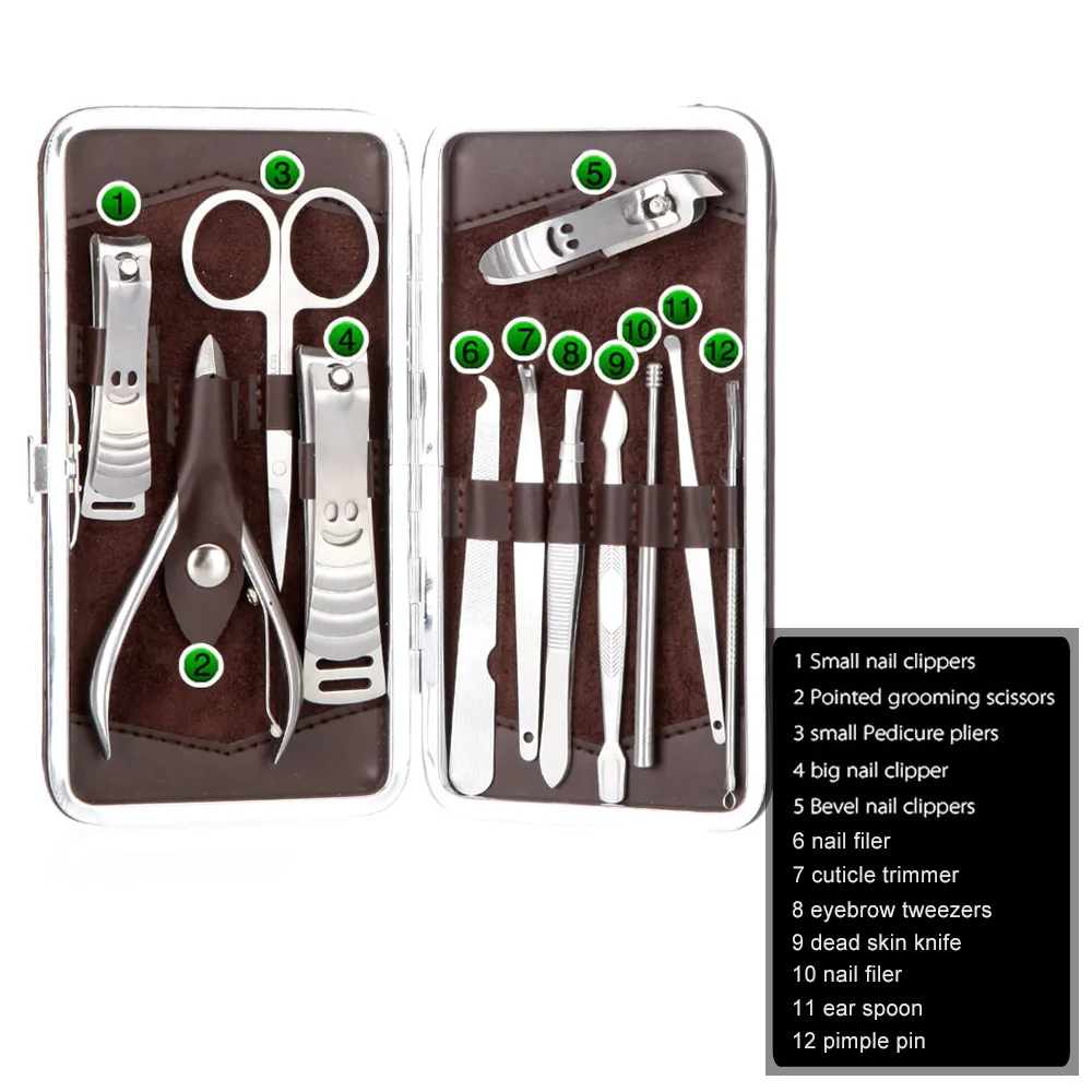 12 in 1 Nail Clippers Set Stainless Nail Scissors Tweezer File Ear Pick Cuticle Clipper Kit with Case Manicure Pedicure Set Tool
12 in 1 Nail Clippers Set Stainless Nail Scissors Tweezer File Ear Pick Cuticle Clipper Kit with Case Manicure Pedicure Set Tool