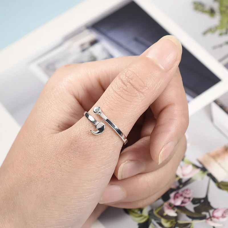 Полукруглые кольца для девочек регулируемое серебристое модное женское кольцо