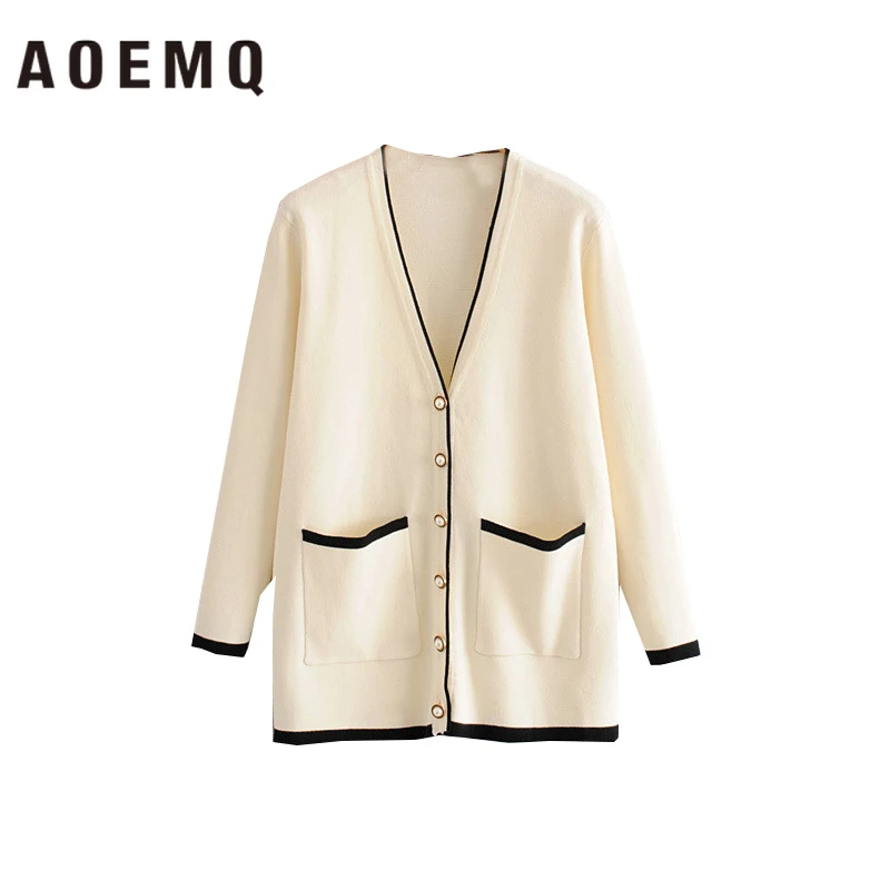 AOEMQ Sweaters Long Section Autumn Cardigan Sweaters Solid Striped Single-breasted Sweaters with Pockets Winter Clothing
AOEMQ Sweaters Long Section Autumn Cardigan Sweaters Solid Striped Single-breasted Sweaters with Pockets Winter Clothing
