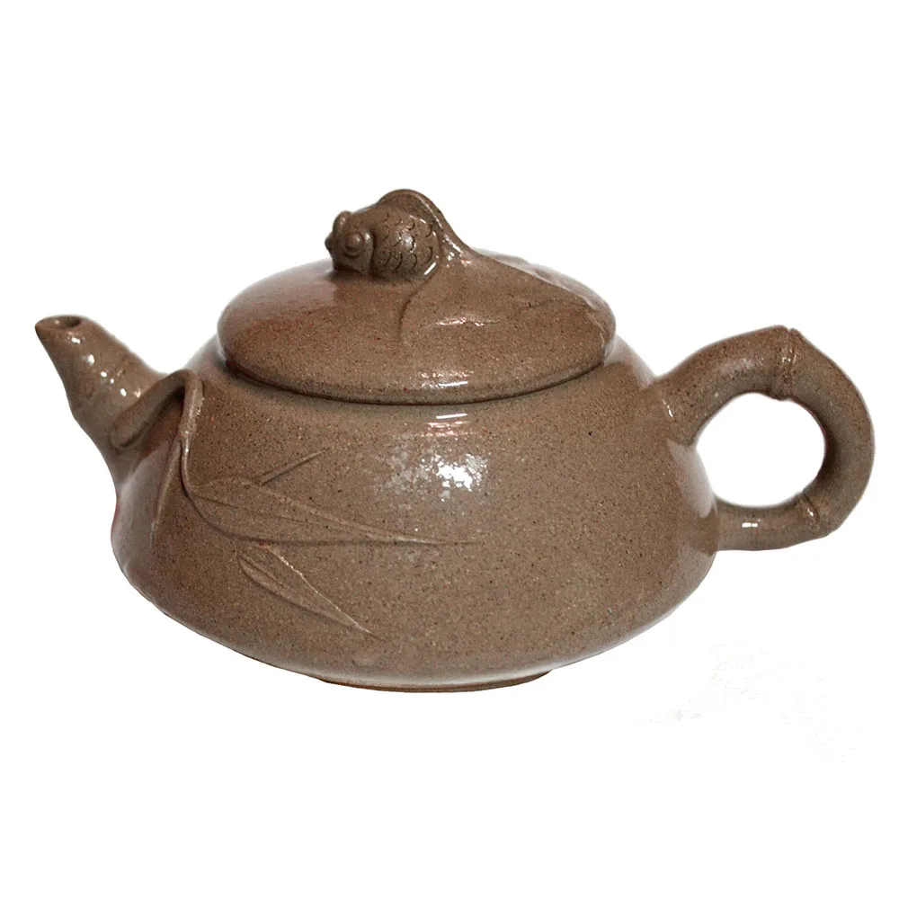 

Yixing zisha teapot 160ml Chinese kungfu Tea pots fish bamboo yellow clay Sesame mud handmade Soak kettle teaware