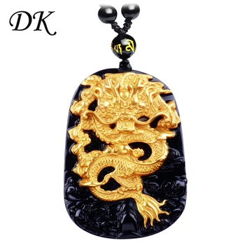 Black Obsidian Pendant Golden Dragon Amulet Pendant Necklace Obsidian Blessing Lucky Pendants 
Black Obsidian Pendant Golden Dragon Amulet Pendant Necklace Obsidian Blessing Lucky Pendants