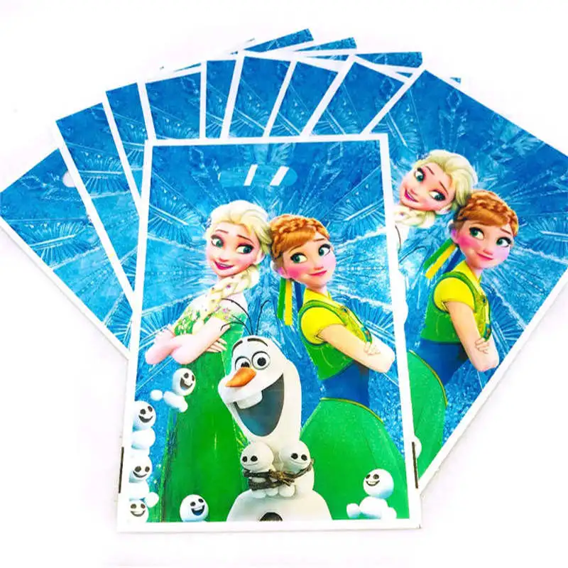 

Princess Elsa & Anna Theme 10pcs/Lot Small Gift Bags Plastic Bags Loot Bags For Candy Frozen Birthday Party Decoration Supplies