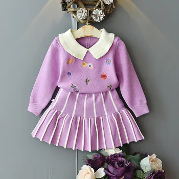 2020 New Girls Baby Knit Clothing Set Sweaters+skirt Flowers Embroidery Girl Kids Autumn Winter Princess Suits Children Clothes
2020 New Girls Baby Knit Clothing Set Sweaters+skirt Flowers Embroidery Girl Kids Autumn Winter Princess Suits Children Clothes