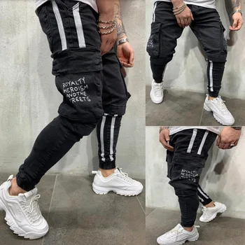 New White Strip Elastic Jeans Men Slim Fit Black Hip Hop Jeans Skinny Men European American Overalls Multi Pocket Denim Trousers 
New White Strip Elastic Jeans Men Slim Fit Black Hip Hop Jeans Skinny Men European American Overalls Multi Pocket Denim Trousers