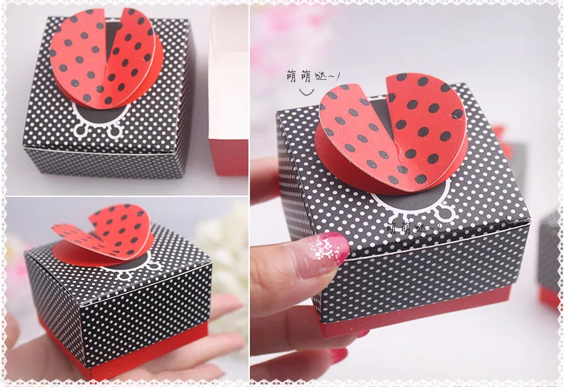 100pcs Gift Candy Boxes Wedding Party Favor Baby Shower Favor Gift Box Ladybug Party Favors Boxes Decoration