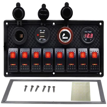 8 Gang Rocker Switch Panel Circuit Breaker Overload Protected Voltmeter 12V 24V DC USB Charger Port RV Car Boat Marine
8 Gang Rocker Switch Panel Circuit Breaker Overload Protected Voltmeter 12V 24V DC USB Charger Port RV Car Boat Marine