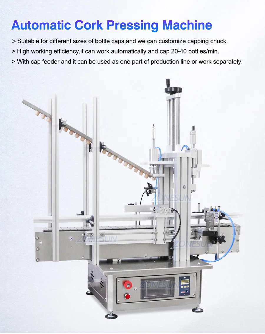 ZS-XG1870D1 Pneumatic Automatic Wooden Cork Feeding Pressing Machine Desktop Capping Machine